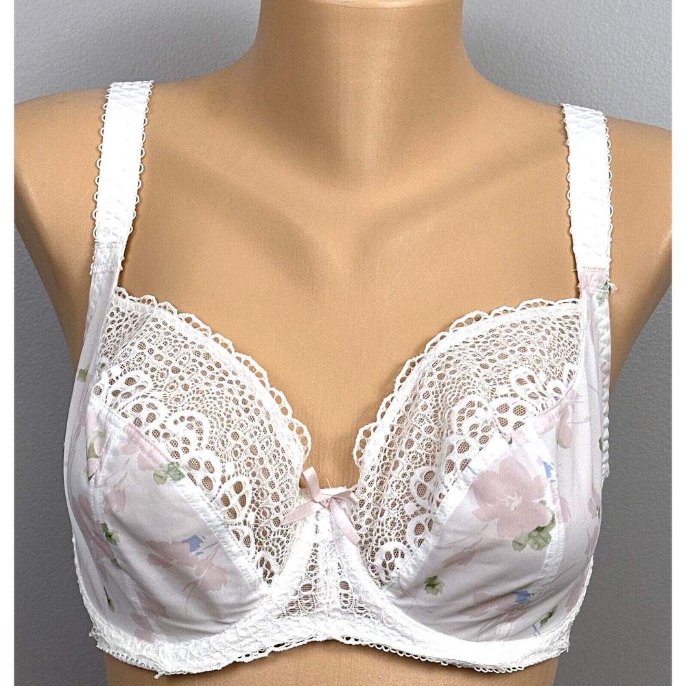 Freya Daydreaming Aa400802 Underwire Plunge Bra US Size 30H UK 30FF White Floral